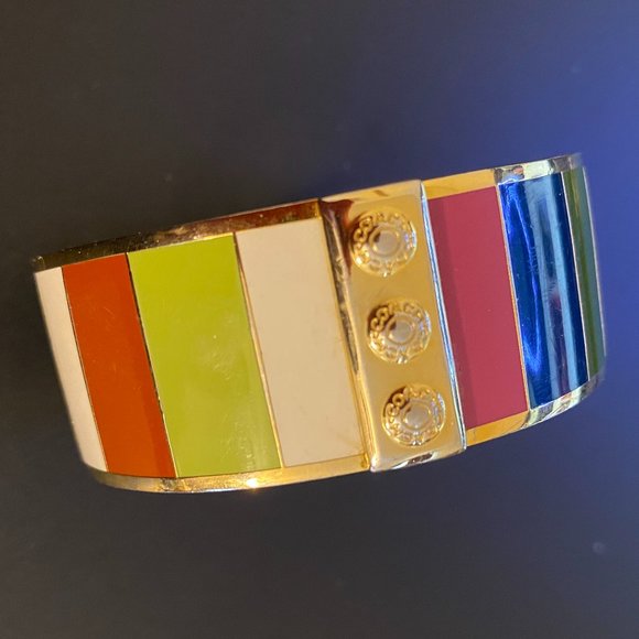 Coach Multi Color Stripe Bangle Bracelet